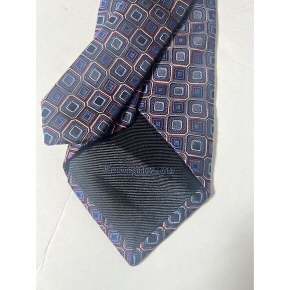 Ermenegildo Zegna Mens Neck Tie Silk Purple Blue Black - Picture 5 of 6